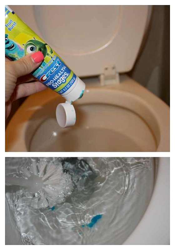 curata vasul de toaleta cu pasta de dinti